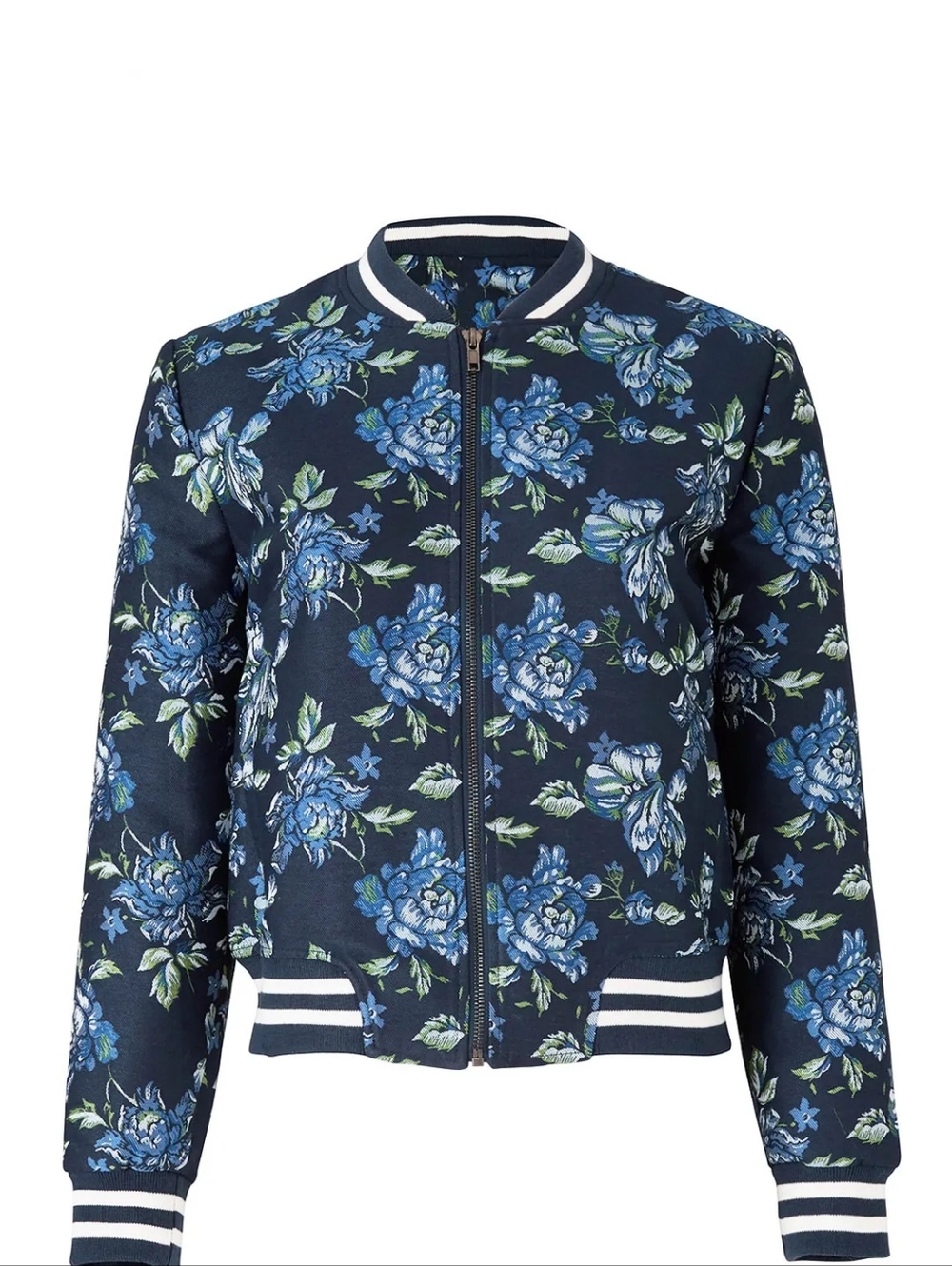 BB Dakota Women's Zoey Floral Bomber Jacket Blue S